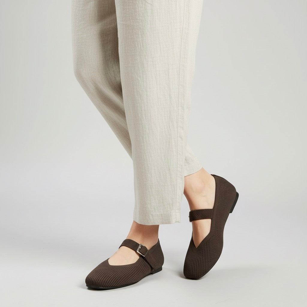 A Via Jade Knitted Mary Janes