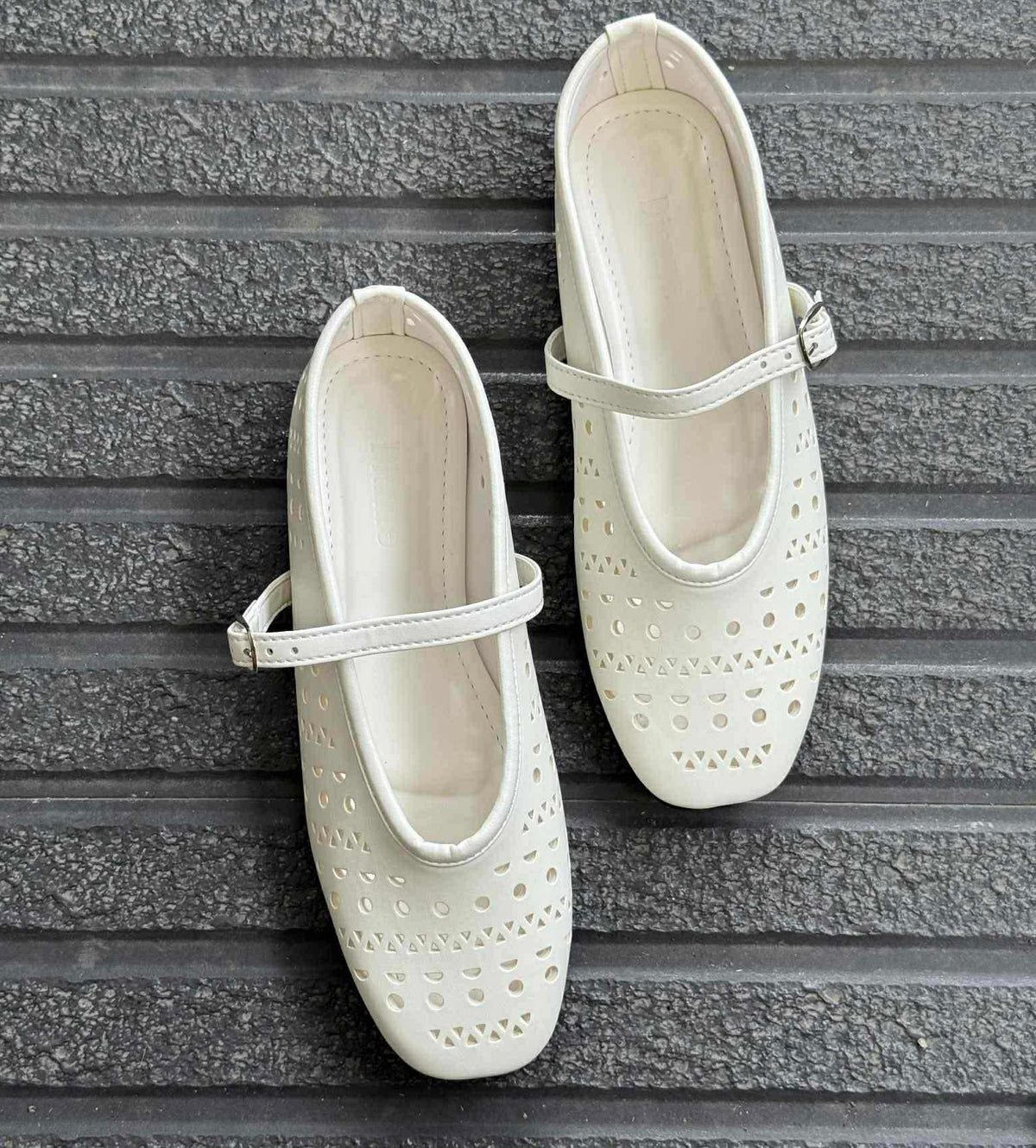 Allana White Laser Cut Leather