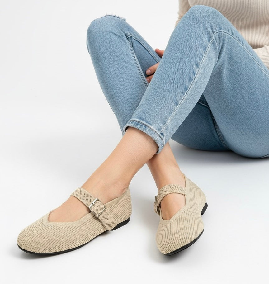 A Via Jade Knitted Mary Janes