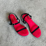 A Kimmy Strappy Sandals 1 inch heel two tone