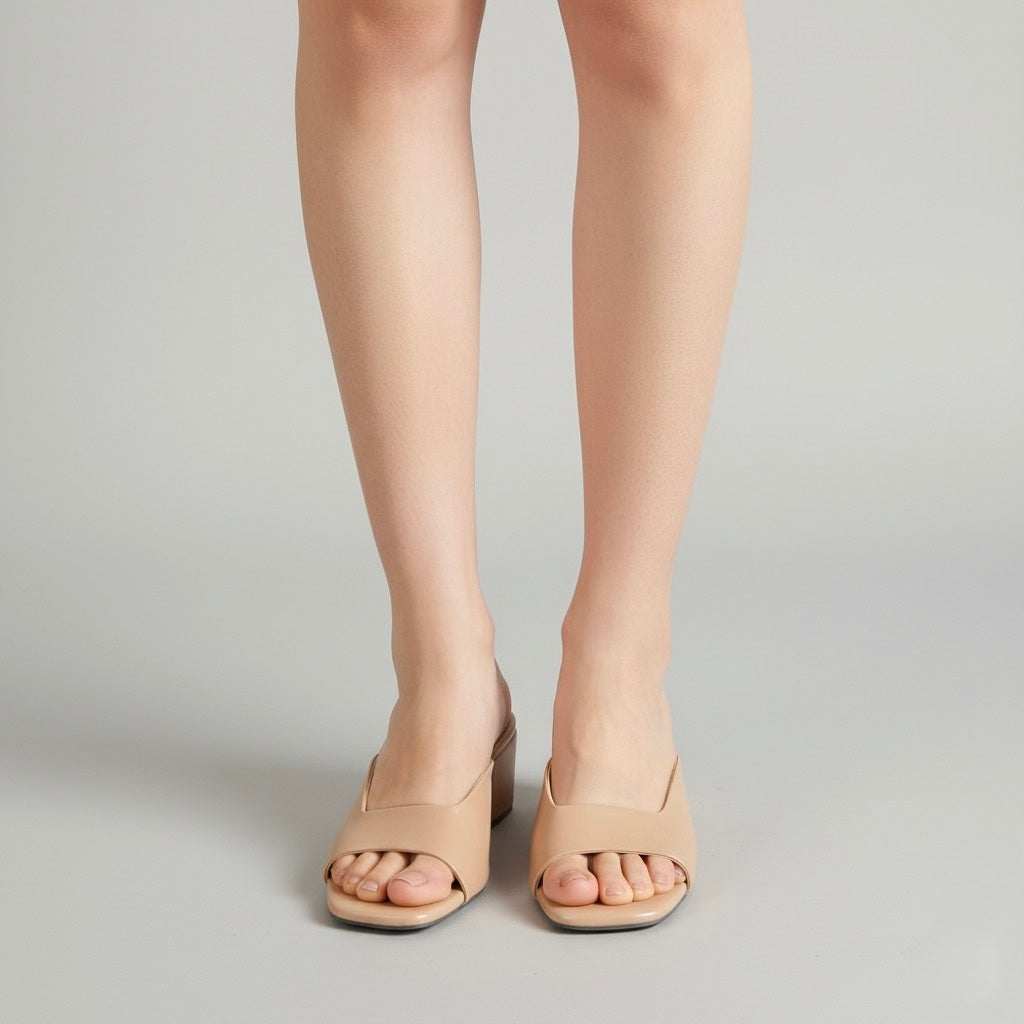 Angela Beige Square Heel