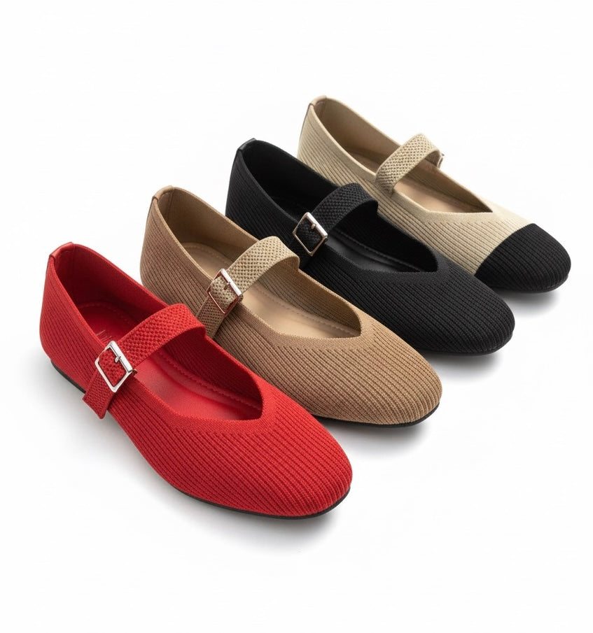 A Via Jade Knitted Mary Janes