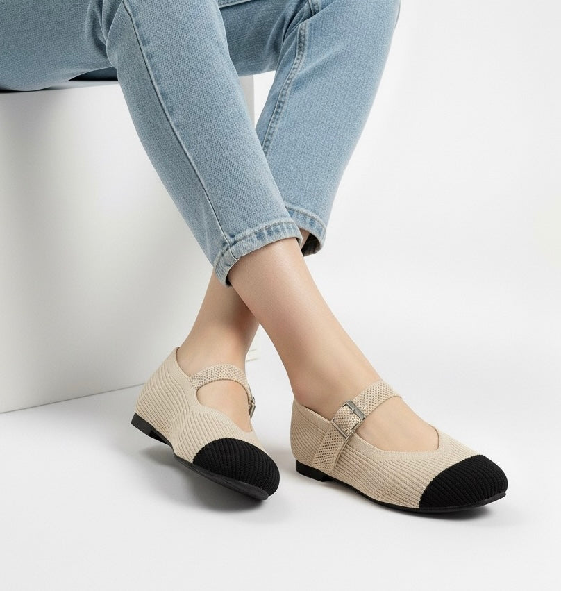 A Via Jade Knitted Mary Janes