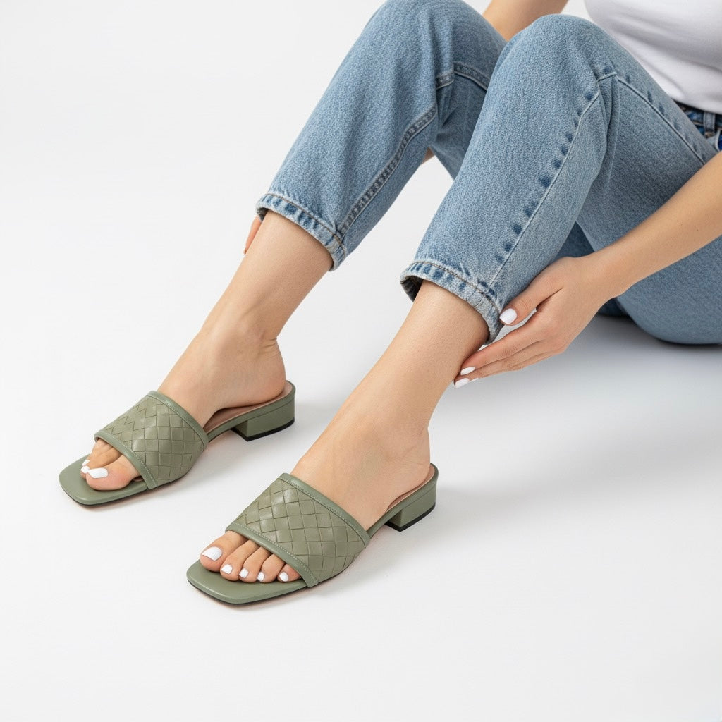 Belle Weave Slip On Sandals