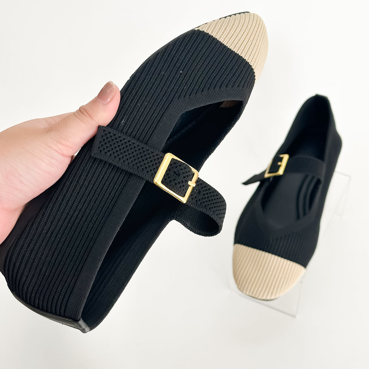 A Via Jade Knitted Mary Janes