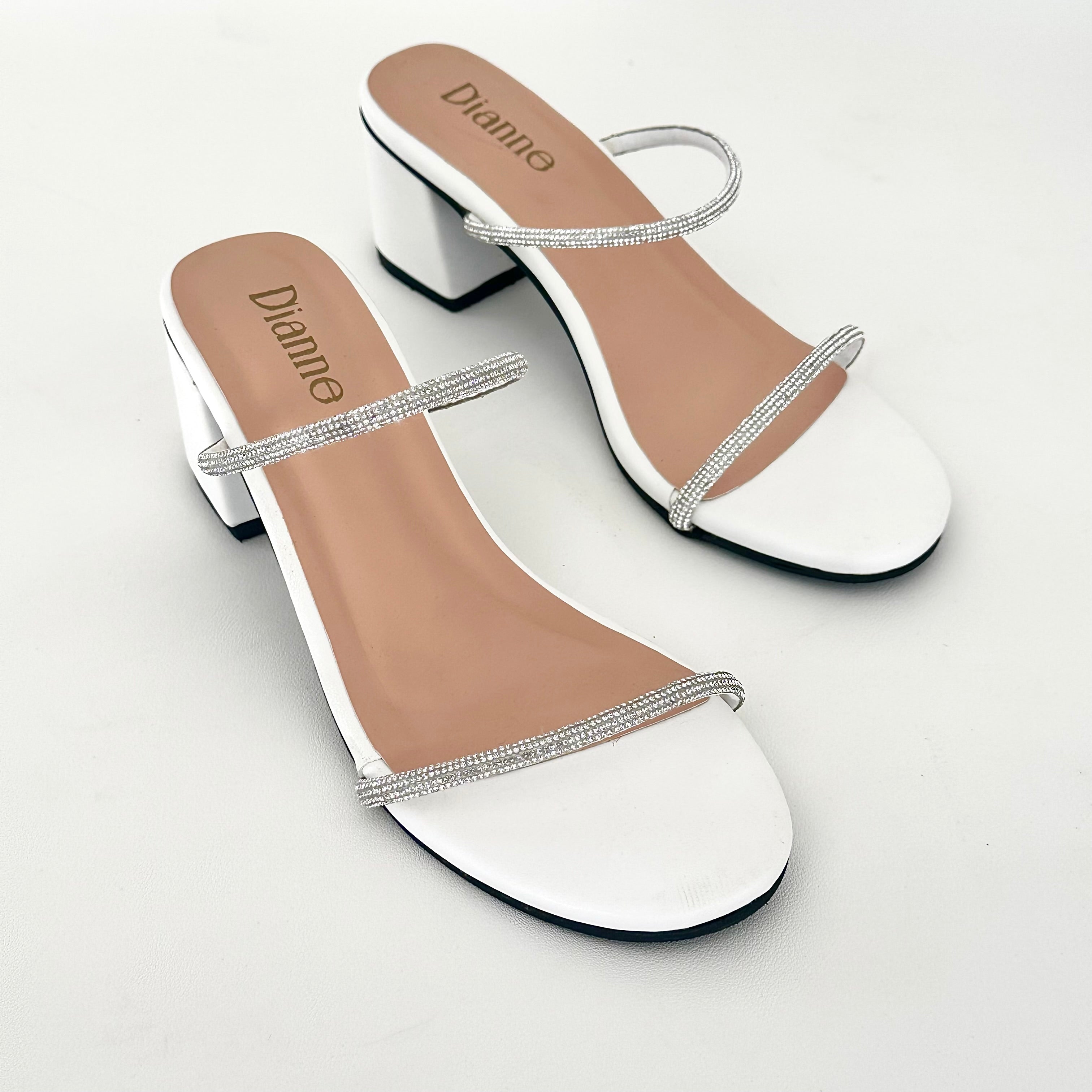 Crissa White Rhinestone inch– DIANNE SHOES - Main Image