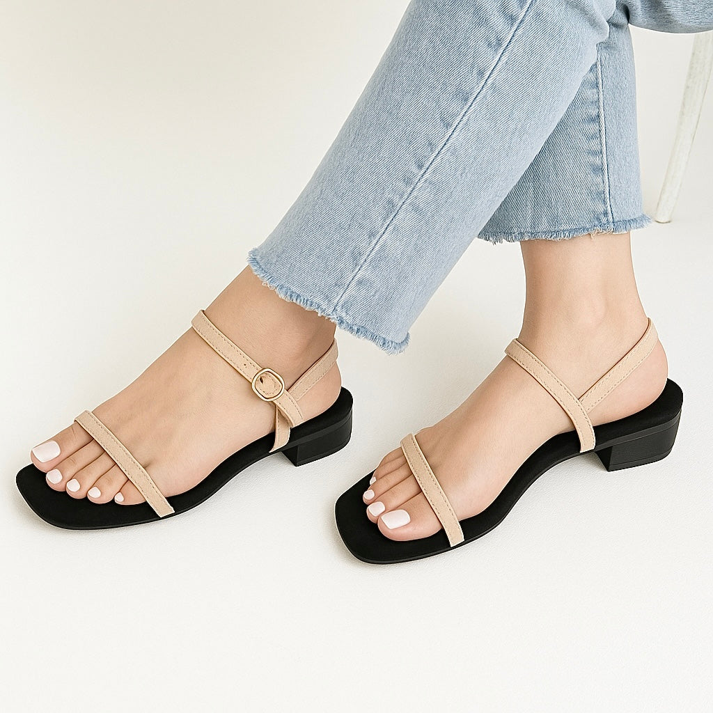 A Kimmy Strappy Sandals 1 inch heel two tone