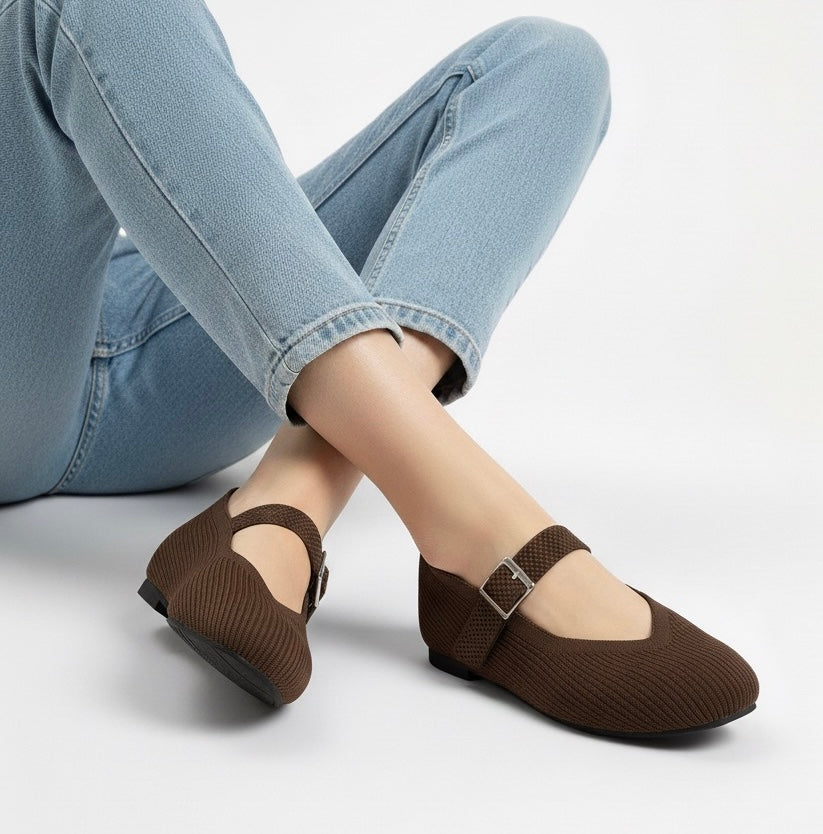 A Via Jade Knitted Mary Janes