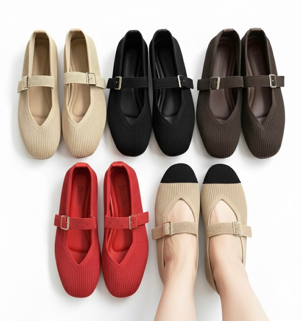 A Via Jade Knitted Mary Janes