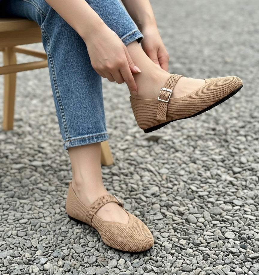 A Via Jade Knitted Mary Janes