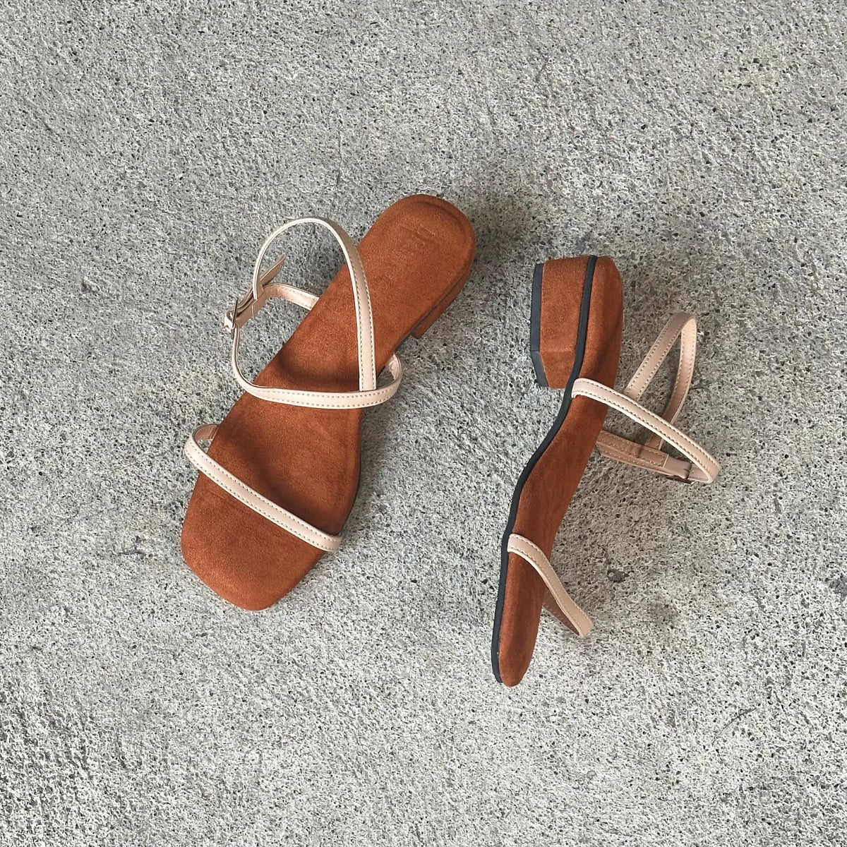 A Kimmy Strappy Sandals 1 inch heel two tone
