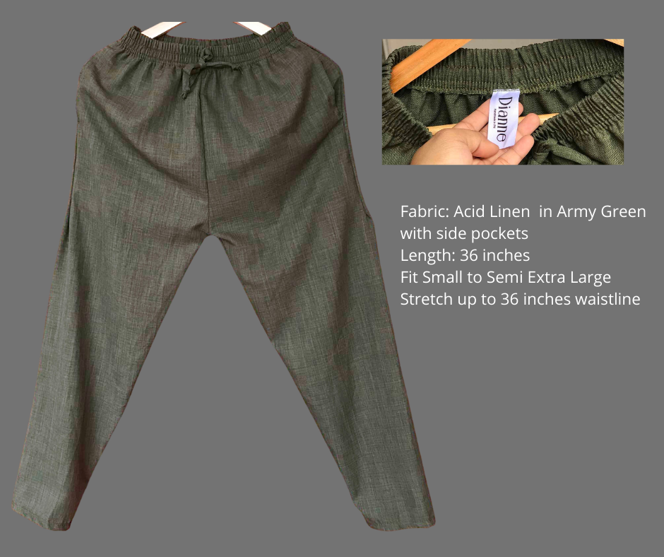 Buy 1 Take 1 Acid Linen Casual Pants Army Green & Beige