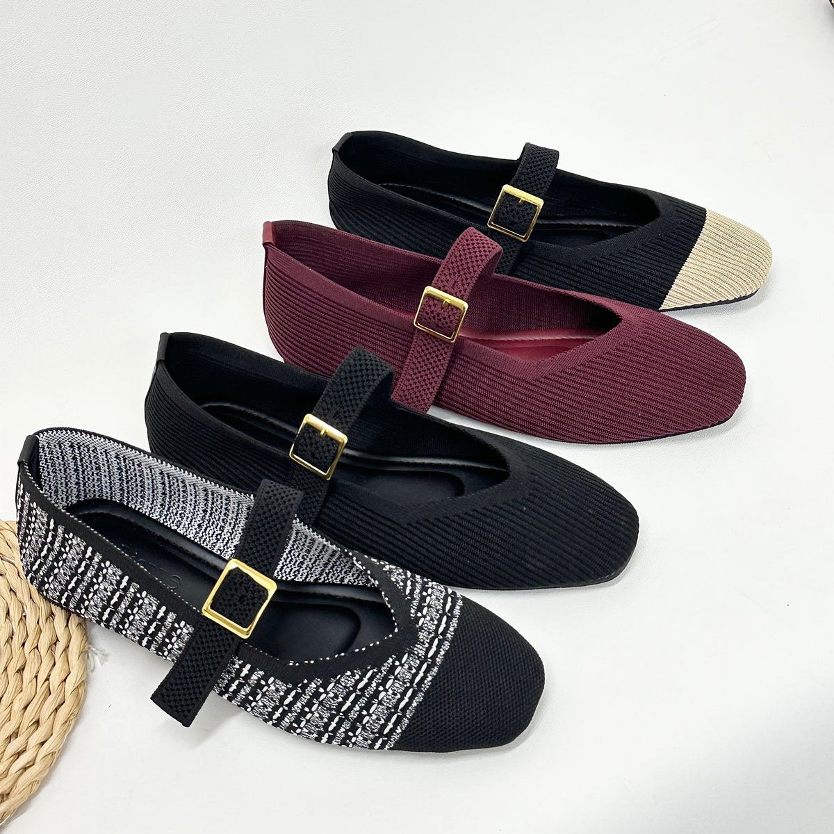 A Via Jade Knitted Mary Janes
