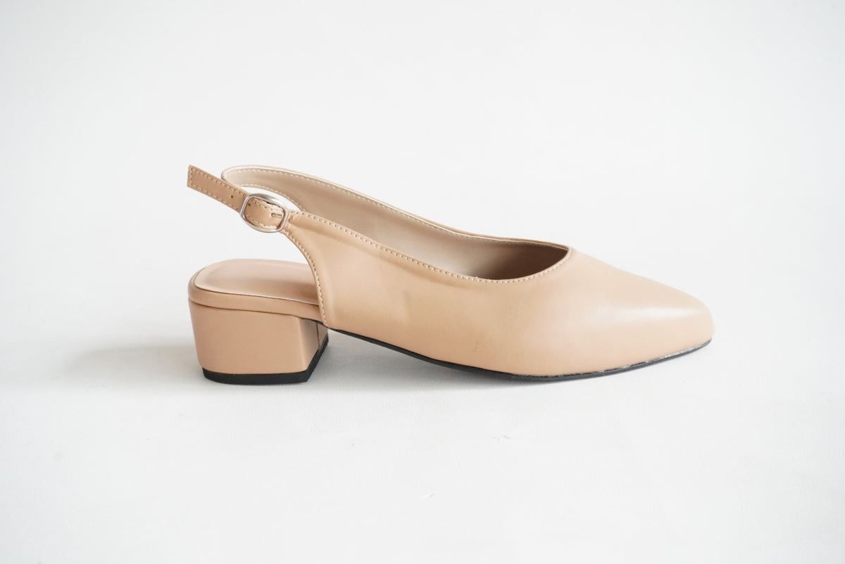 Maria Shoes Beige Leather 1.5 inch heel