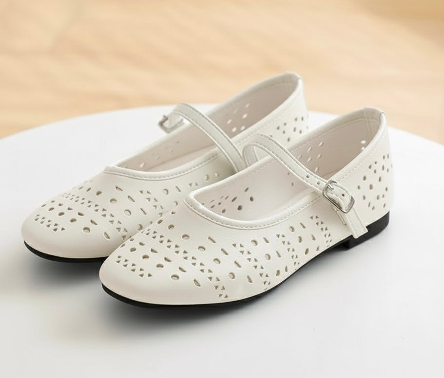 Allana White Laser Cut Leather