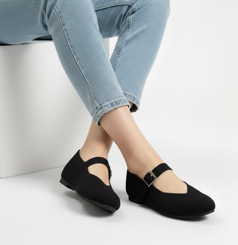 A Via Jade Knitted Mary Janes
