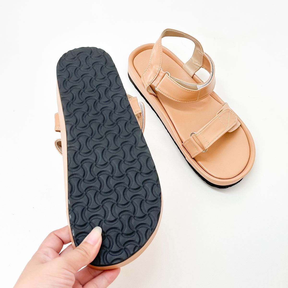 D Slides Velcro Beige