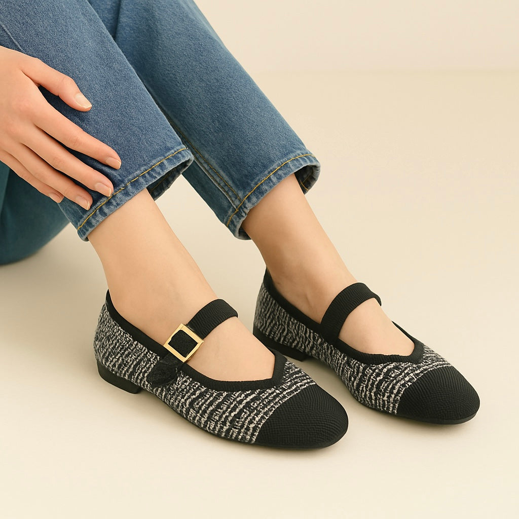 A Via Jade Knitted Mary Janes