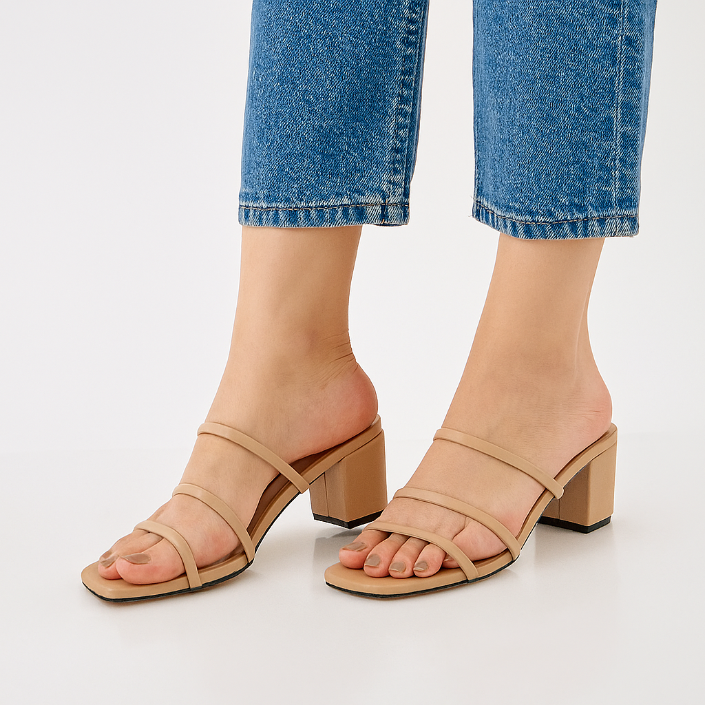 B Rea Beige Leather 2inch