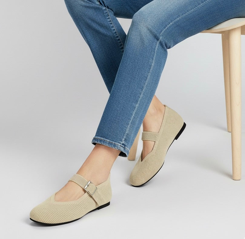 A Via Jade Knitted Mary Janes