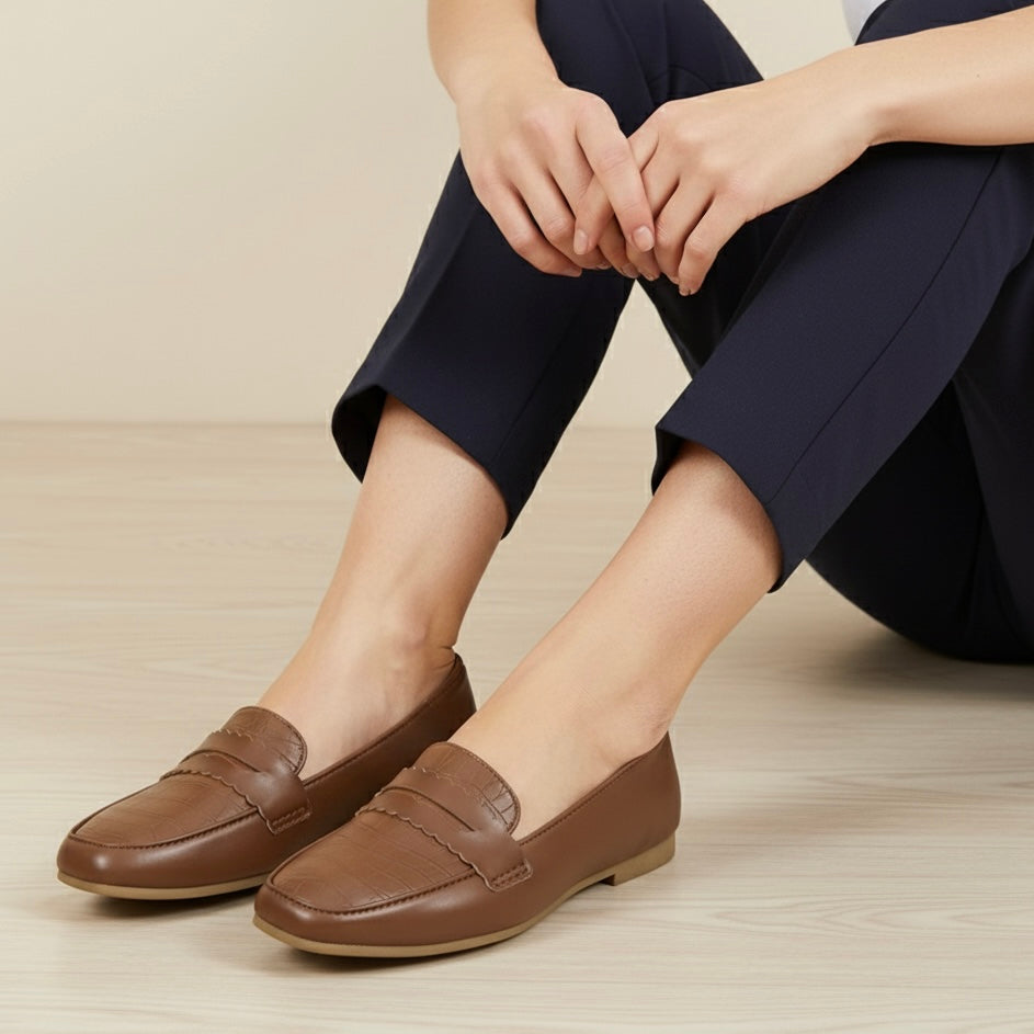 Jane Tan Loafers Shoes (New Product) Imported
