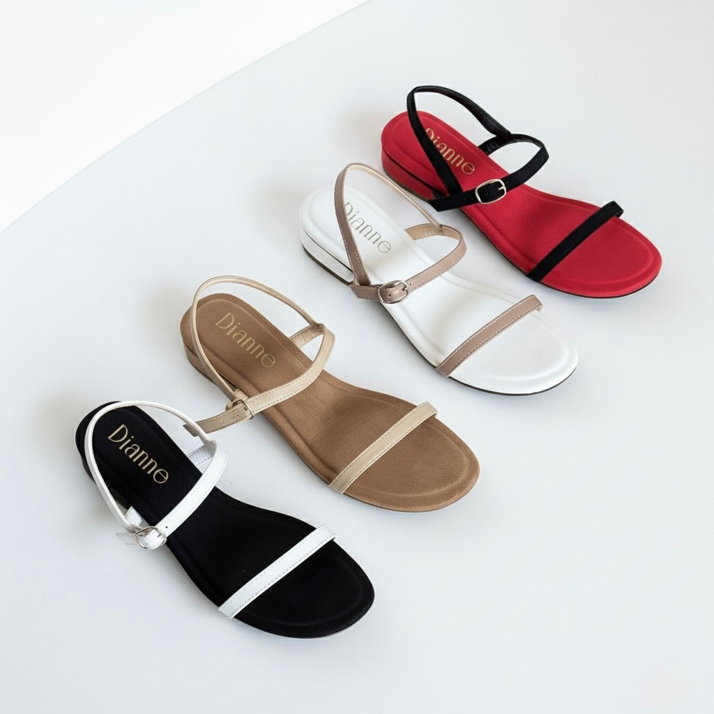 A Kimmy Strappy Sandals 1 inch heel two tone