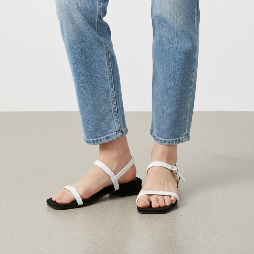 A Kimmy Strappy Sandals 1 inch heel two tone