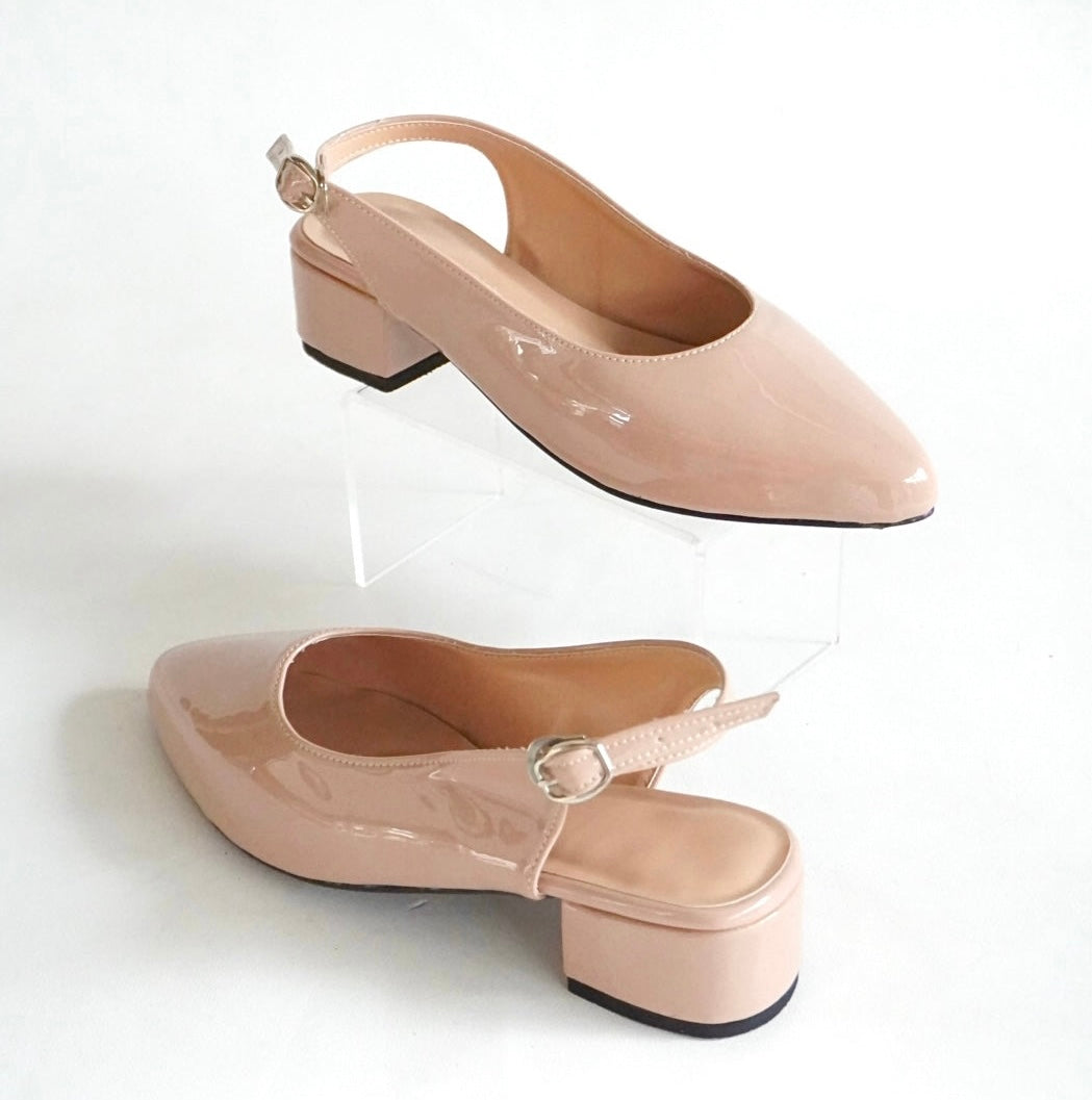 Maria Shoes Beige Glossy 1.5 inch heel