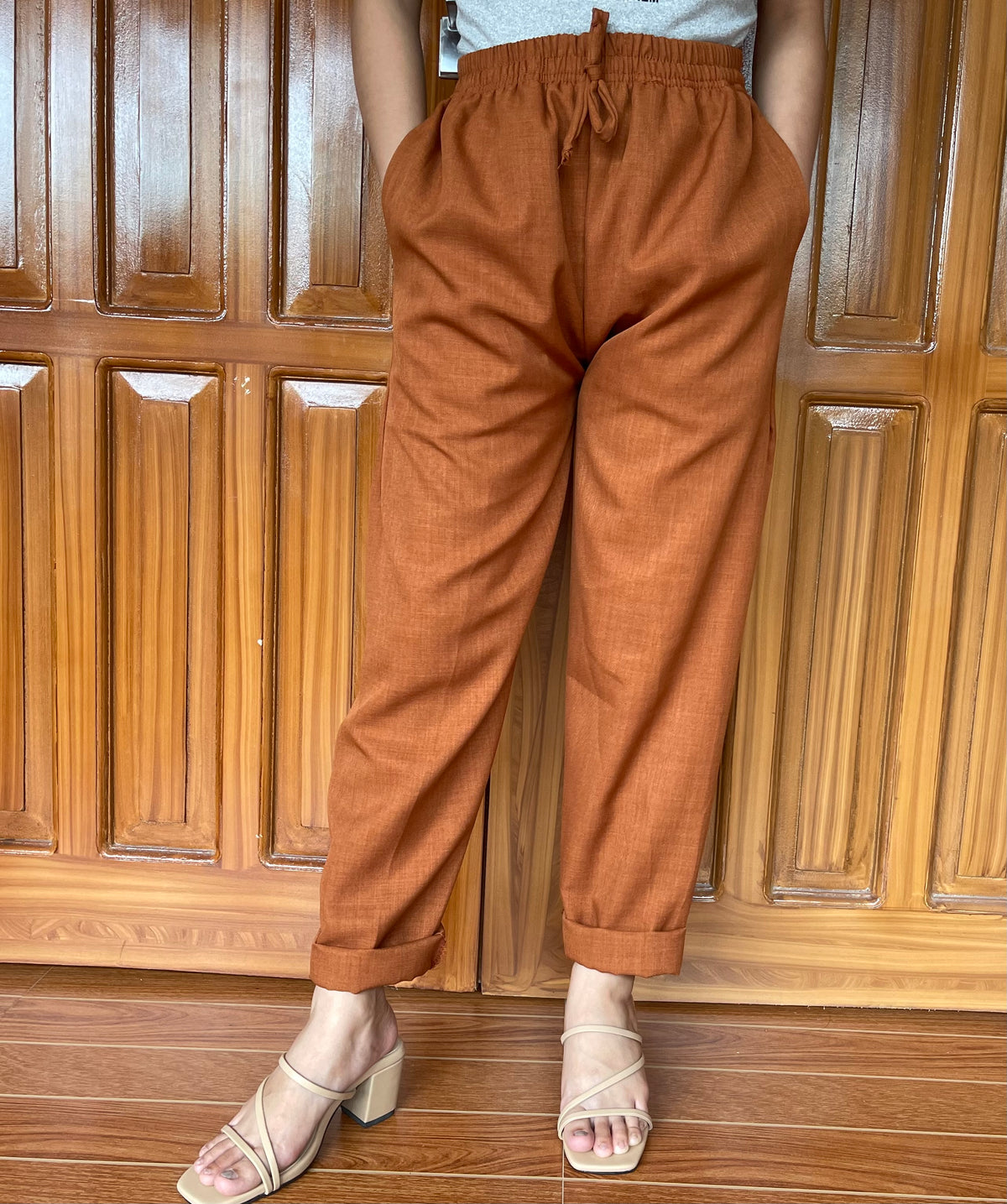 Outfits by Dianne Linen Casual Pants in Rust