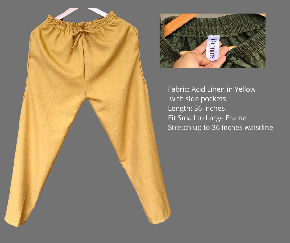 Outfits by Dianne Linen Casual Pants in Mustard