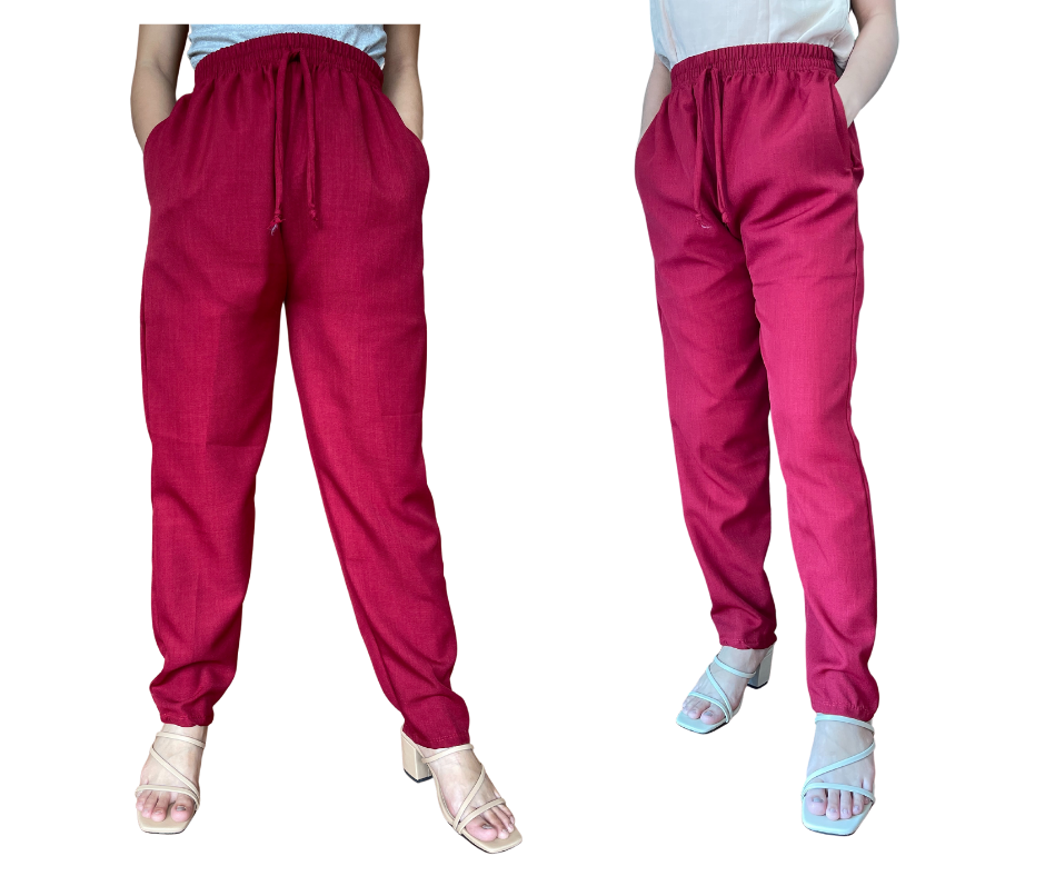 Outfits by Dianne Linen Casual Pants in Maroon