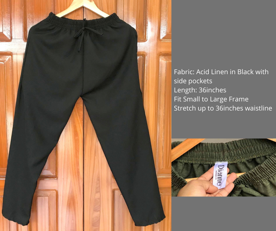 Outfits by Dianne Linen Casual Pants in Black