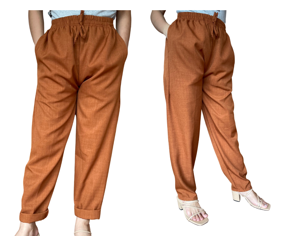 Outfits by Dianne Linen Casual Pants in Rust