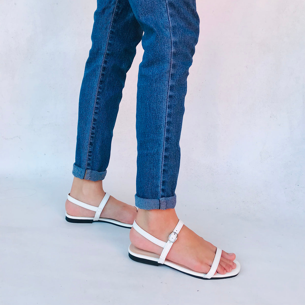 Nicole White Flats (Clearance Sale)